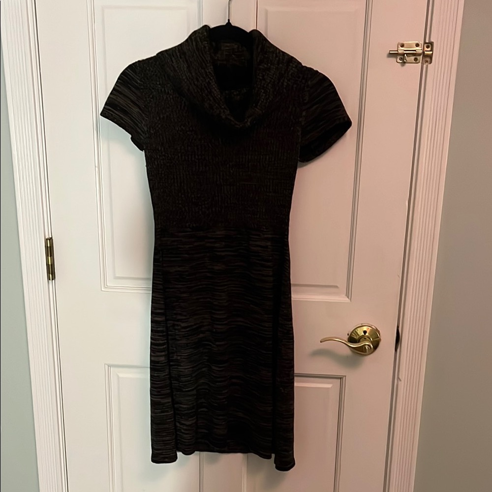 Calvin Klein Elegant Black Cowl Neck Dress